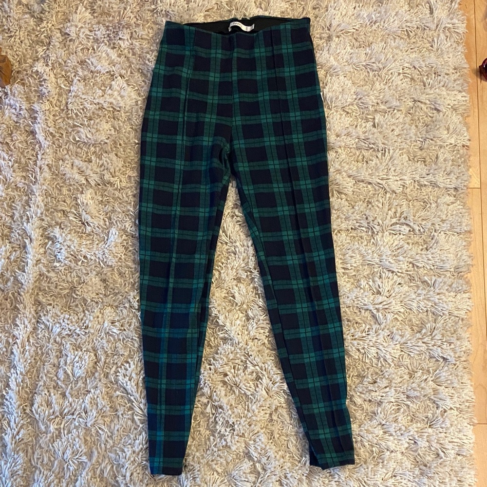 Twik Dark Green and Black Plaid Leggings